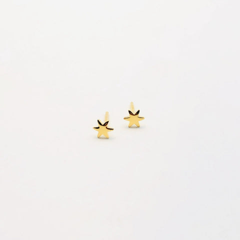 Gold plated six point star stud s/s