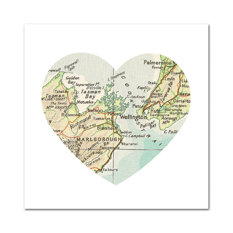 Wellington Map Heart - Greeting Card