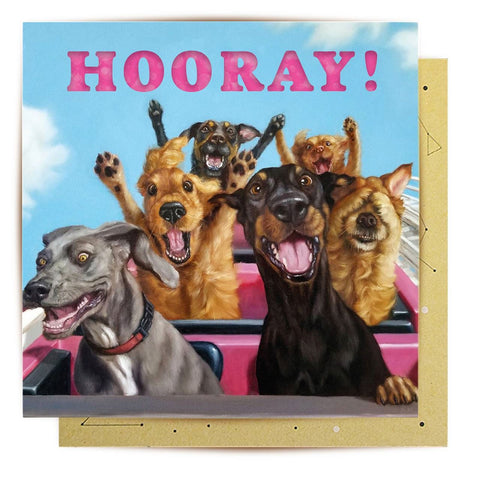 Rollercoaster Dogs Greeting Card by La La Land.