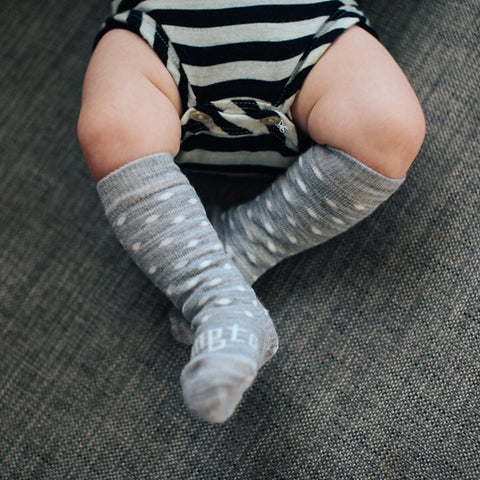 Snowflake Merino Knee High Baby Socks