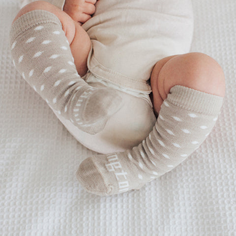 Truffle Merino Knee High Baby Socks