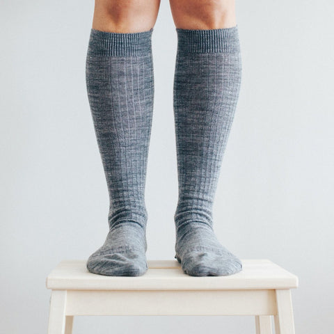 Plain Rib Women's Merino Knee High Socks
