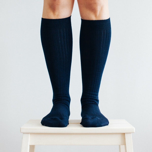 Plain Rib Women's Merino Knee High Socks