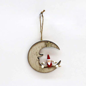 Whimsical Santa Moon Christmas Decoration