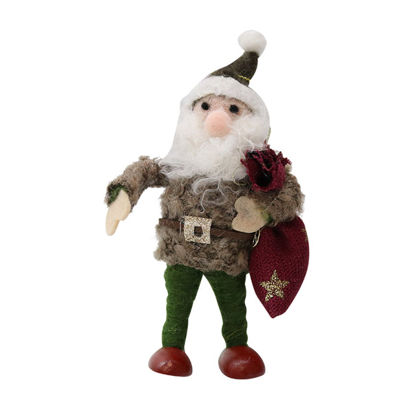 Le Forge Xmas Woolly Santa with brown coat.