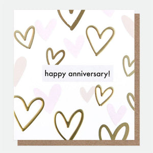 Outline Hearts Anniversary - Greeting Card