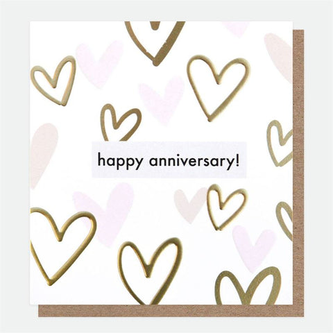 Outline Hearts Anniversary - Greeting Card