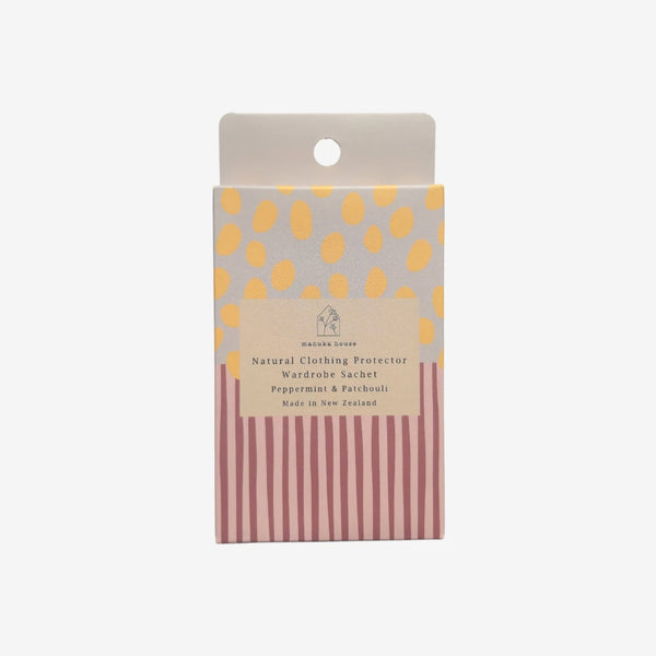 Clearcut image of Peppermint & Patchouli Contemporary NZ Design Wardrobe Sachet by Manuka House.