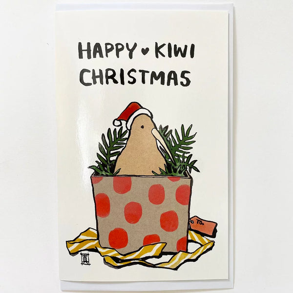 Image of Masako Styles Happy Kiwi Christmas Greeting Card.