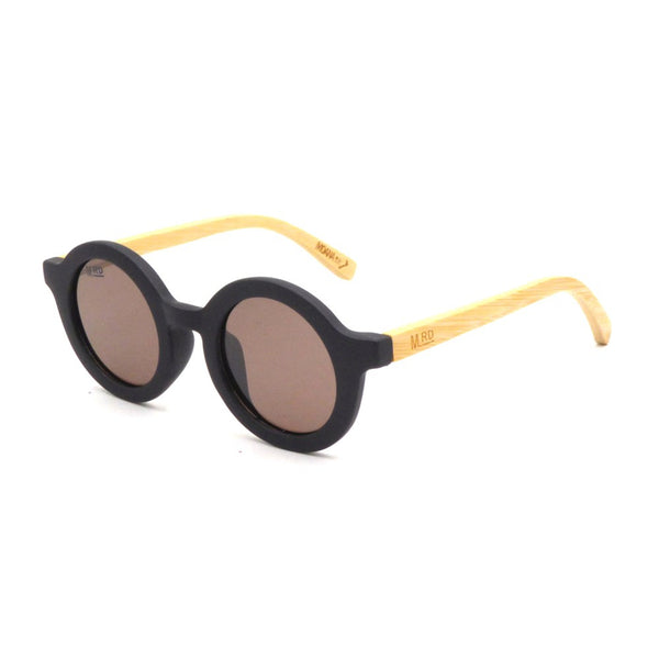 The Bambino Kids Sunnies, Wood Arms Black