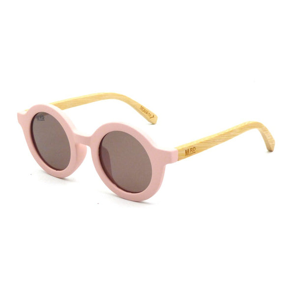 The Bambino Kids Sunnies, Wood Arms Pink