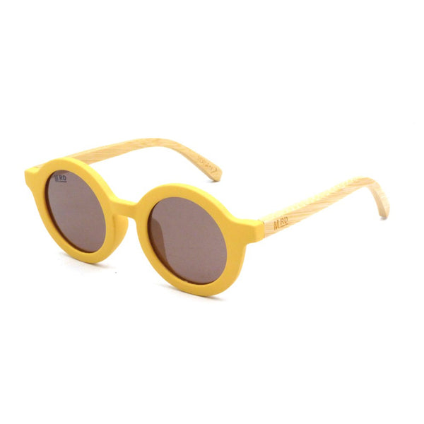 The Bambino Kids Sunnies, Wood Arms Yellow