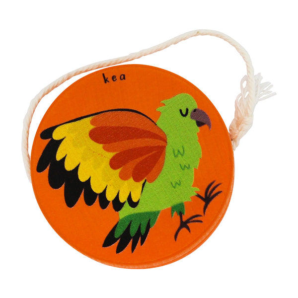 Clearcut image of Moana Road Orange Wooden Kea Yoyo.