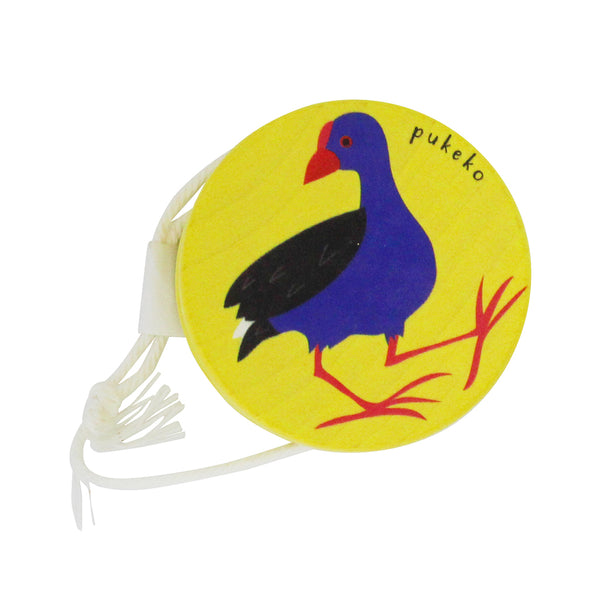 Clearcut image of Moana Road Yellow Wooden Pukeko Yoyo.