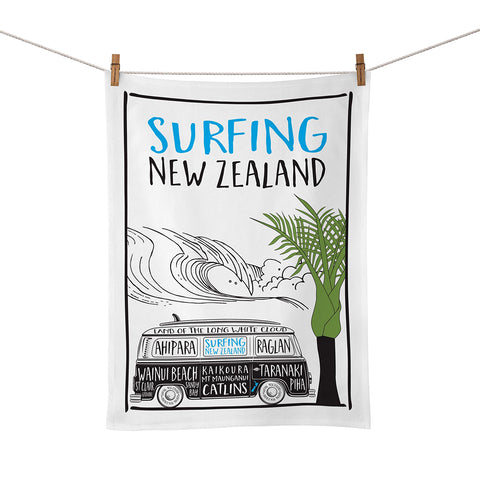 Tea Towel NZ Surfing