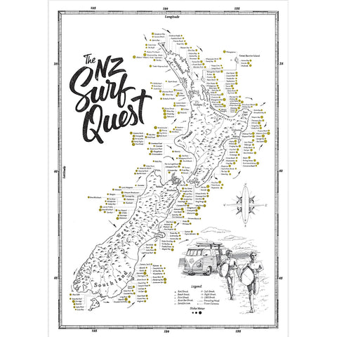 NZ Surf Quest Map Print