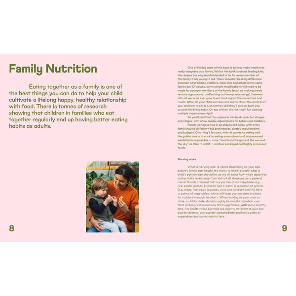 Inside view showing Family Nutrition section in Yum! Cookbook by Nadia Lim.