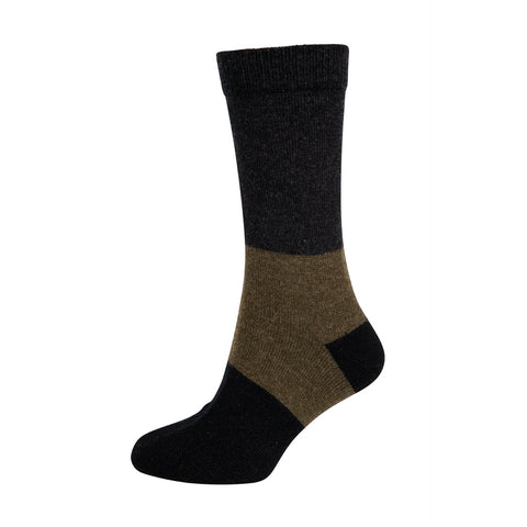 Clearcut image of Native World Fern & Black Block Striped Socks.