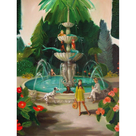 Completed Mermaid Fountain 1000 Piece Jigsaw Puzzle New York Puzzle Company.