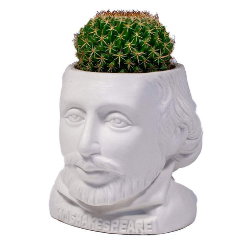 Philosophers Guild Shakespeare Fertile Mind Planter with plant.
