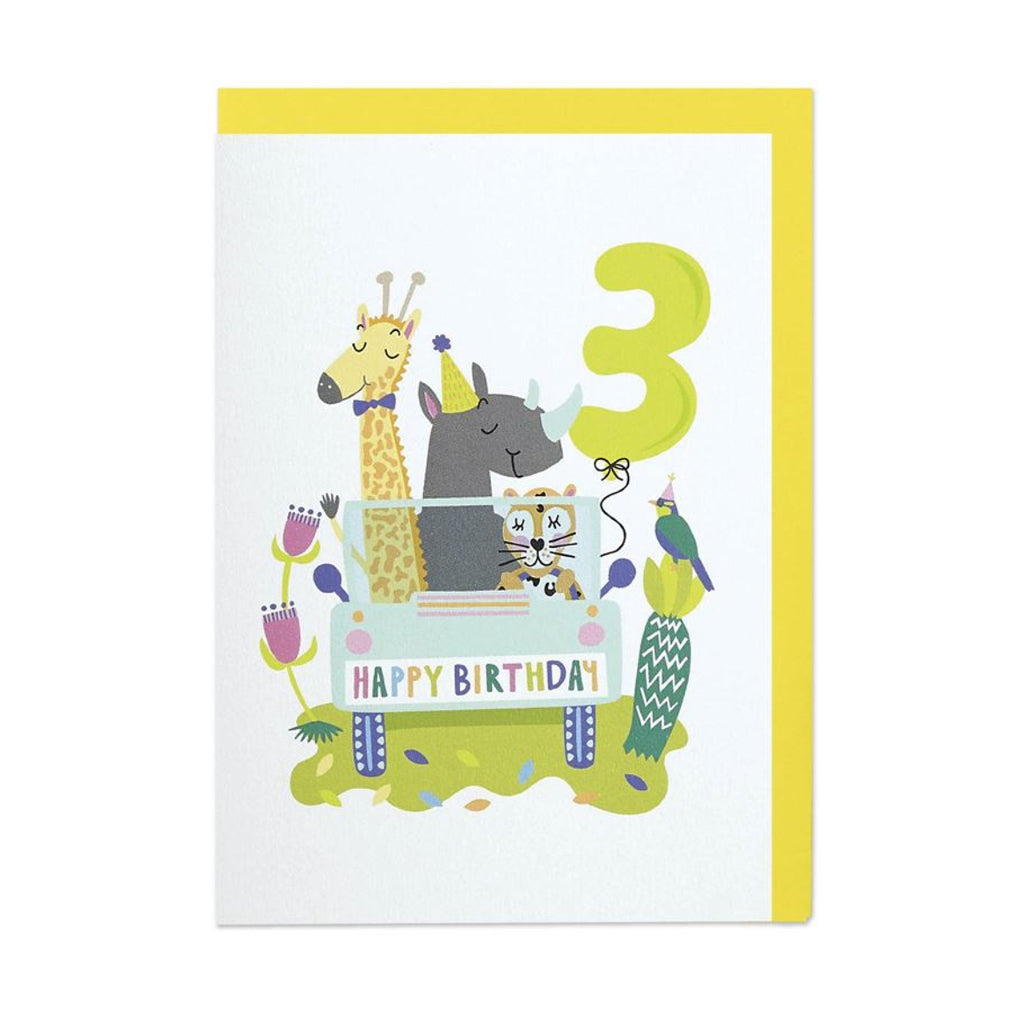 Age 3 Party Jeep, Greeting Card