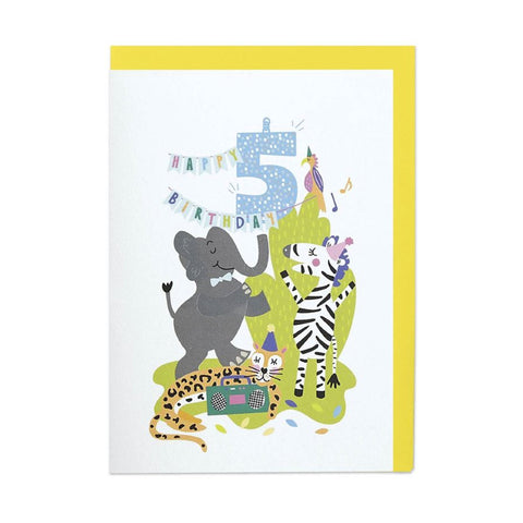 Age 5 Safari Diso, Greeting Card