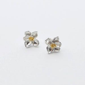 Silver Flower Studs with Gold Centre