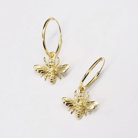 18k Gold Bee Earrings