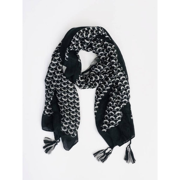 Scale Pattern Scarf with Tassels