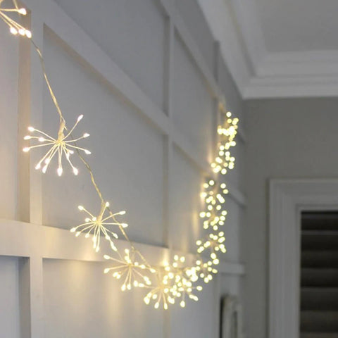 Starburst Silver LED Garland Silver 5m Plug-In