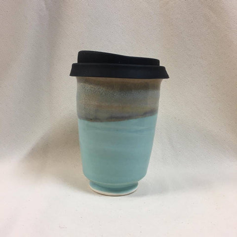 Sandy Blue Ceramic Takeaway Cup