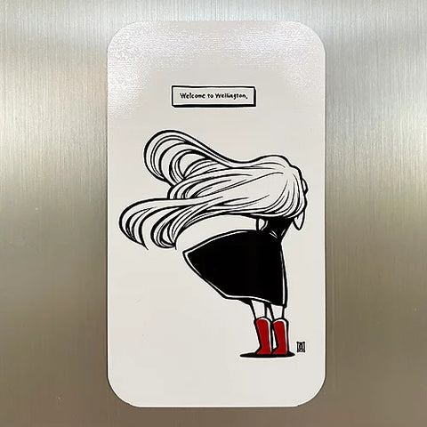 Windy Welly Girl Red Boots Magnet Extra Large