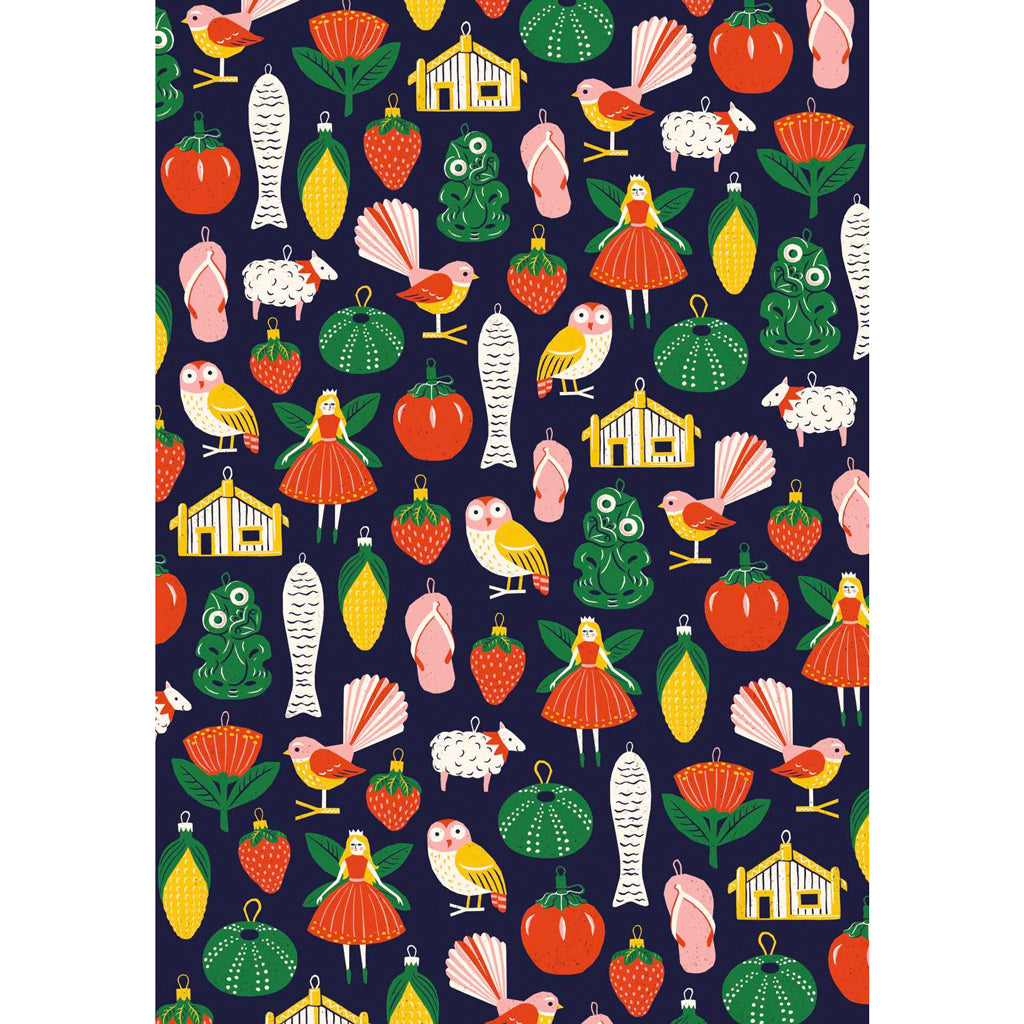 New Zealand Christmas Icons Gift Wrap from Wolfkamp & Stone.